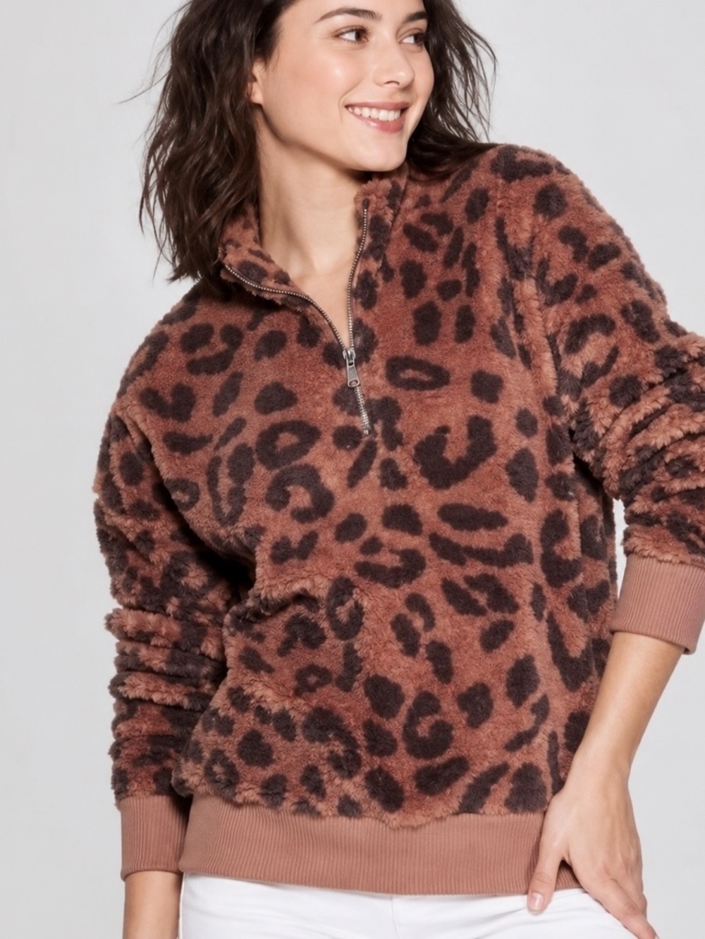 Grayson Threads Light and Dark Brown Sherpa Quarter Zip Pullover